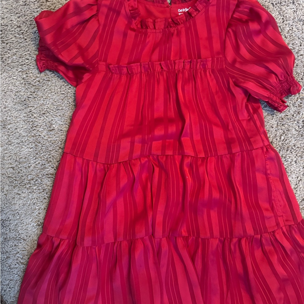 EUC- girls Cat & Jack Red Striped Casual Dress